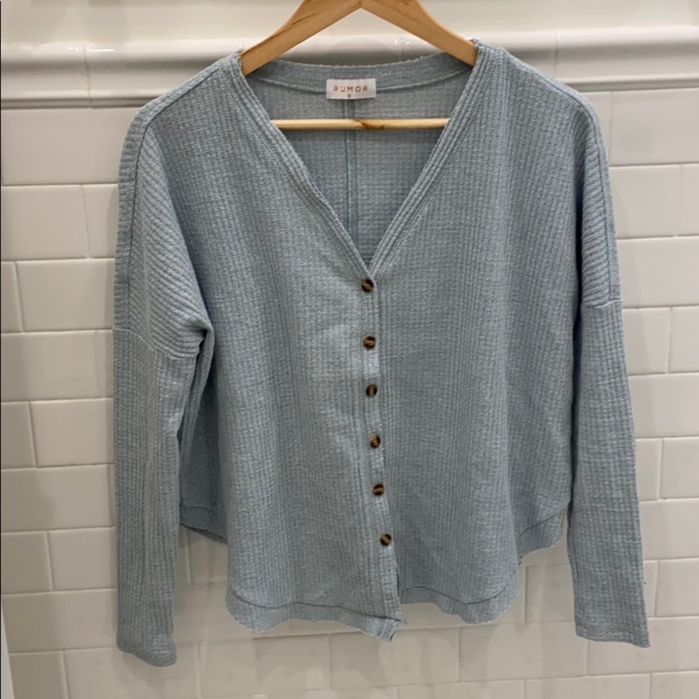 Light Blue Waffle Henley